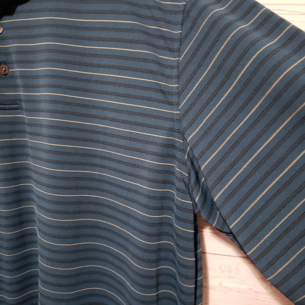 *SOLD* Walter Hagen Teal Striped Long Sleeve Polo XL - Picture 7 of 9